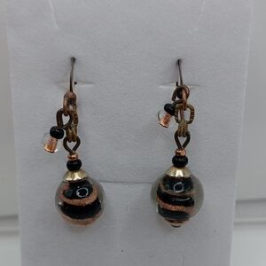 Murano Black and Brown Beaded Earrings